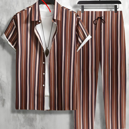 2-Piece Stretchable & Breathable Summer Suit – Striped Edition