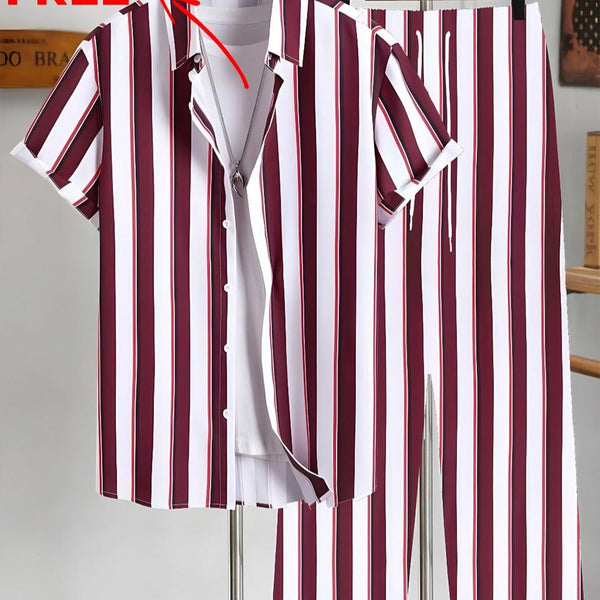 2-Piece Stretchable &  Breathable Summer Suit – Striped Edition