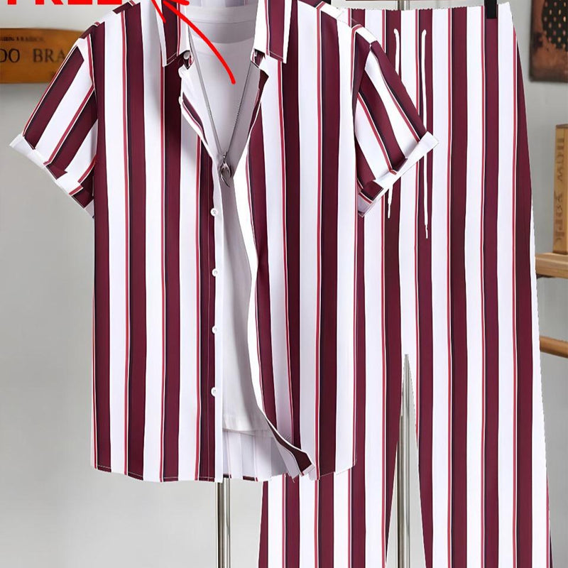 2-Piece Stretchable &  Breathable Summer Suit – Striped Edition