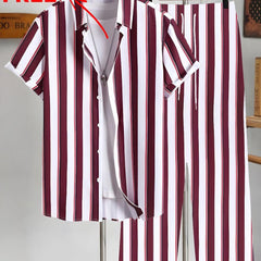 2-Piece Stretchable &  Breathable Summer Suit – Striped Edition