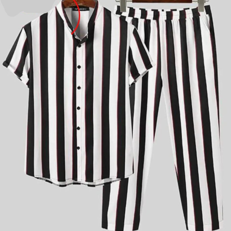 2-Piece Stretchable &  Breathable Summer Suit – Striped Edition